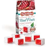 HazerBaba Turkish Delight Candy, Pomegranate Flavored, 3.5 Oz (Pack of 1) | Lokum, Middle Eastern Sweets, Gluten Free Candy Variety Pack, Vegan Snack Box, Small Gift Box, Kosher Dessert, Halal Food