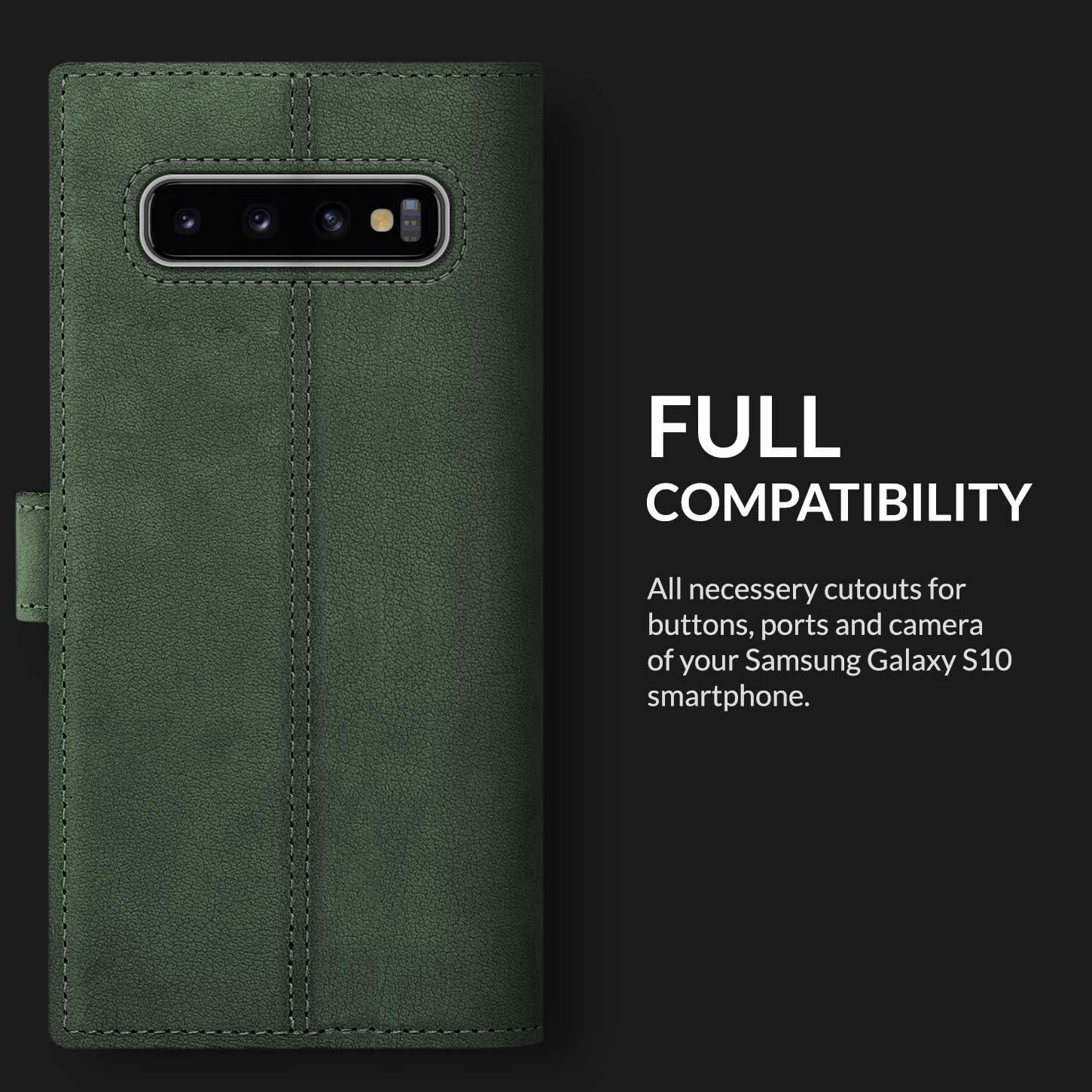 Surazo Leather Wallet Mobile Phone Case Compatible with Samsung Galaxy S10, Flip & Fold Smartphone Case with Stand - Image 5