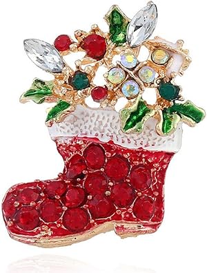 Vintage Immagini Natalizie Antiche.Azula London Vintage Ispirato Placcato Oro Antico Ricoperto Di Strass Stivali Calze Di Natale Spilla Pin Amazon It Gioielli