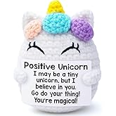 PICKLE BUDDIES Unicorn Positive Crochet Animals - Handmade Emotional Support Crochet Desk Decor Pickle Gifts Emotional Support for Anxiety & Stress Relief