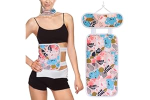 FunisFun 2PCS Castor Oil Pack, Reusable Castor Oil Pack Wrap Compress with Adjustable Elastic Strap for Liver Detox, Less Mess(Castor Oil Not Included) Gifts for Women, Pink Flower