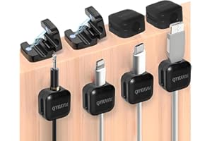 QYKAVM 8 Pack Cable Management Cord Organizer,Flip-top Magnetic Cable Clips Adhesive Wire Holder Keeper,Hide Organize Phone USB Charger Cable for Under Desk,Nightstand,Kitchen,Office,Car,Black