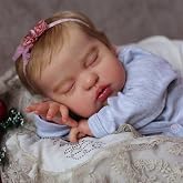 Hengluck Realistic Reborn Baby Dolls Girl 19 inch Sleeping Lifelike Newborn Baby Dolls, Real Life Baby Dolls with Weighted Soft Cloth Body for Kids Age 3 +