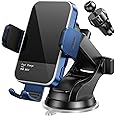 Wireless Car Charger,【7 Colored LED Backlit】15W Auto Clamping Car Charger Phone Mount Holder fit for iPhone 14 13 12 Mini Pro Max 11 XR XS X, Samsung Galaxy S23 Ultra S22 S21+ S10+ Note 20, etc - Blue