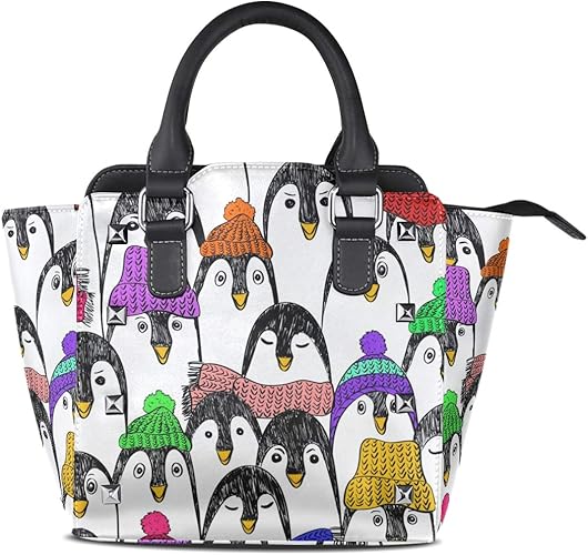 Amazon ハンドバッグ レディース ブランド Pu革 レザー おしゃれ 3way ペンギン柄 南極 冬 動物柄 ホワイト 本革 ステンレス製 ショルダーバッグ 斜めがけ カジュアル エレガント かわいい 流行 主婦 手提げバッグ トートバッグ