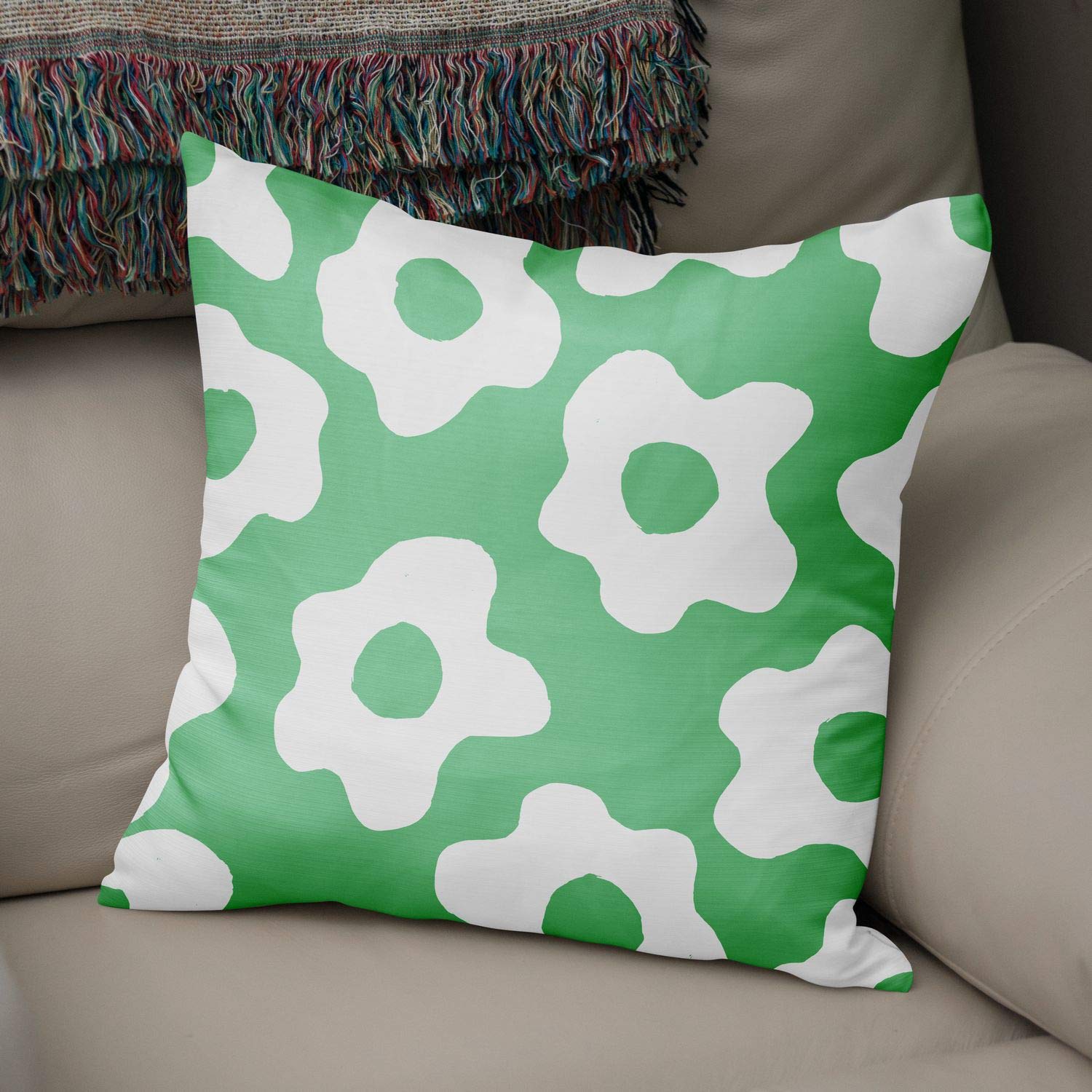 Bonamaison Decorative Cushion Cover Petrol Green & White, Throw Pillow Covers, Home Decorative Pillowcases for Livingroom, Sofa, Bedroom, Size: 43X43 Cm - Designed and Manufactured in Turkey