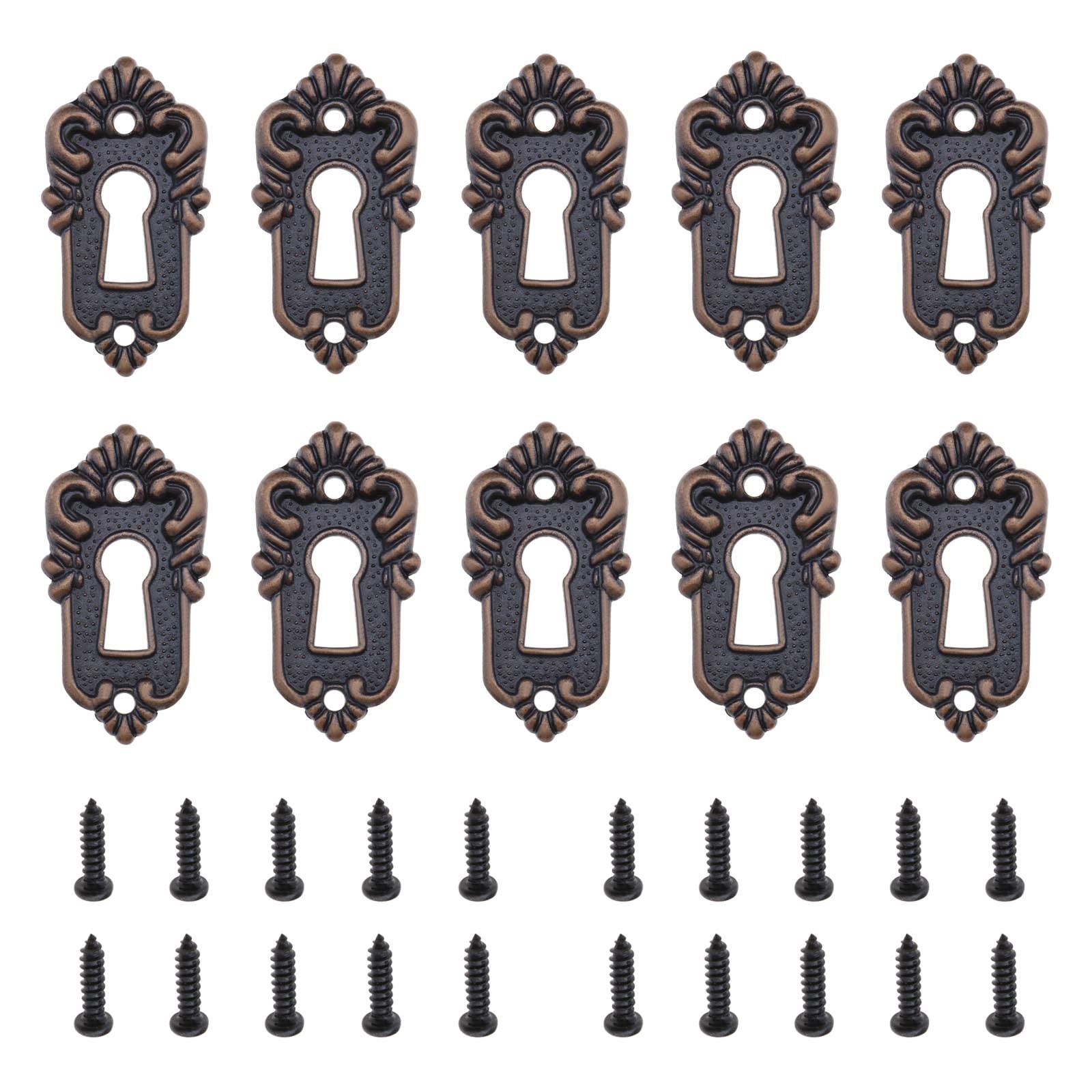 Create idea 10pcs Antique Key Lock Rosettes Bronze Decorative Keyhole Cover Lock Fittings with Screws for Vintage Wooden Box Jewellery Box Gift Box Wine Box 45x23mm