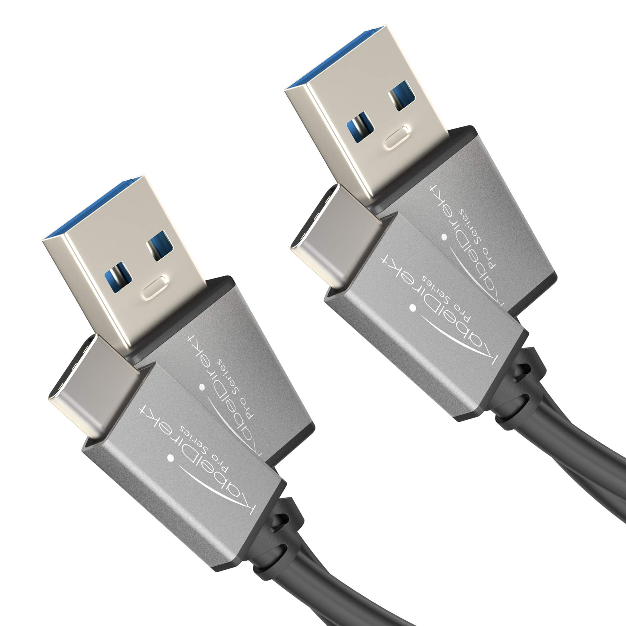 KabelDirekt – USB A 3.0 to USB C cable – 2x 1m – (SuperSpeed data cable and charger cable, suitable for smartphones and tablets with a USB C port, black/space grey) – PRO Series