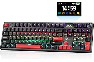 RK ROYAL KLUDGE S104 Wireless Mechanical Keyboard w/Smart Display & Knob,5-Layer Dampeing Tri-Mode Keyboard BT/2.4G/USB-C, Ho