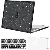 MOSISO Compatible with MacBook Air 13 inch Case 2026 2025 2024 2023 2022 M4 A3240 M3 A3113 M2 A2681, Glitter Hard Case with TPU Bumper&Keyboard Cover&Screen Film for MacBook Air 13.6, Black