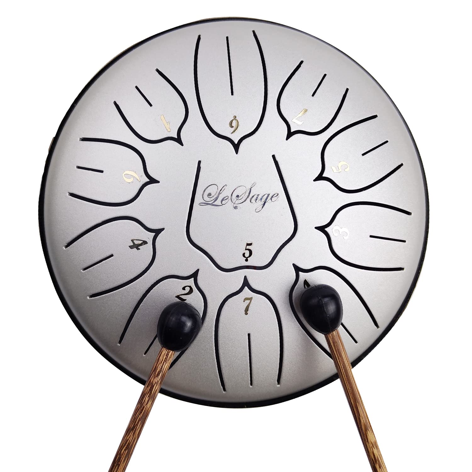 LeSage Steel Tongue Drum 6 Inch 11 Note Ethereal Drum Buddha Stone Drum Yoga Meditation Instrument Metal Drum for Sound Healing Handpan Percussion with Carry Bag Silver