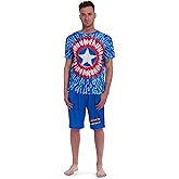 Marvel Avengers Spider-Man Thor Captain America Adult Tie Dye Pajama Shirt & Shorts