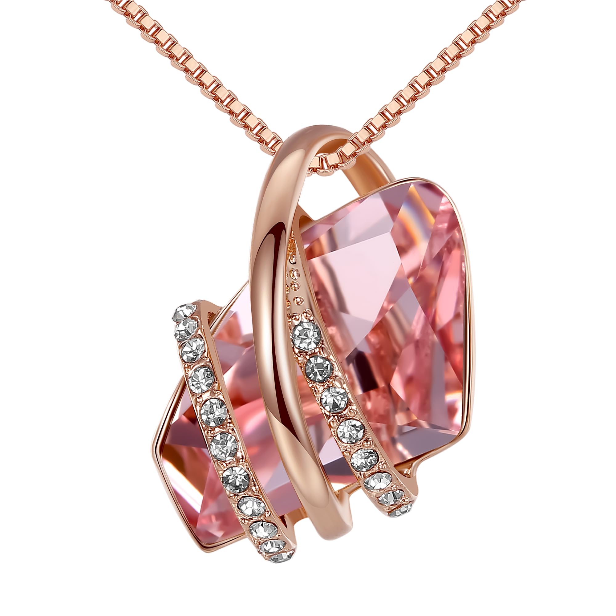 Leafael Valentine's Day Gift Necklace for Women, Wishing Stone Birthstone Crystal Pendant, Allergy-Free Jewellery with Gift Box, Silver-Tone or Rose Gold, For Valentine's Day — image 1