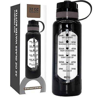 32 OZ Glass Water Bottle with Straw Shatterproof Jamaica | Ubuy