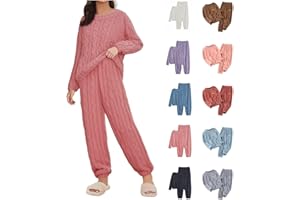 gkzlzk Flannel Pajamas For Women Winter Warm Fuzzy Sherpa Pjs Long Sleeve Plus Size Pajamas Cozy Fall Sleepwear Lounge Set