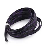 Othmro 10m/32.8ft PET Expandable Braided Cable Sleeving – Flexible Wire Mesh Tube For Cord Management (Purple, 12mm Flat Width)