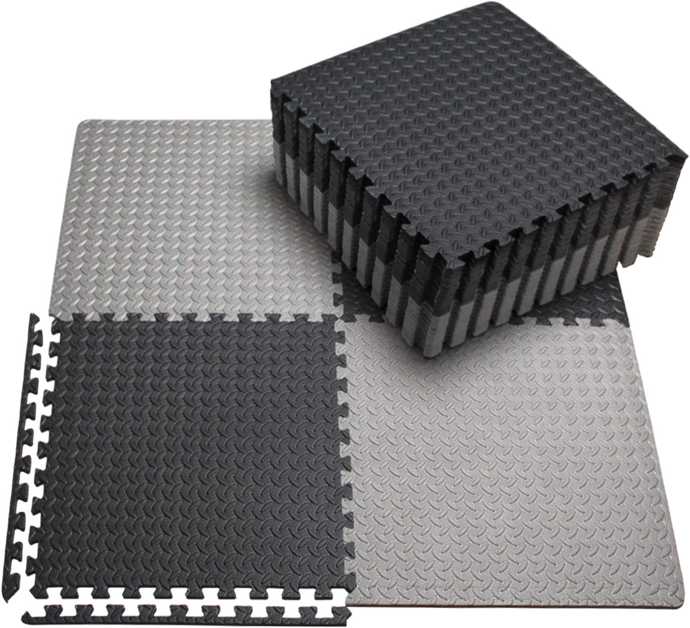 innhom Gym Mat Puzzle Exercise Mats Interlocking Foam Mats Protective Flooring Mats with EVA Foam Floor Tiles for Gym Equipment Workouts, 12 Black and 12 Gray : Sports & Outdoors