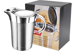 IAXSEE Gravy Boat 26oz Extra Large Double Insulated 304 Stainless Steel, Gravy Warmer, Double Wall Creamer Pitcher and Caramel Sauce for Coffee, Stainless Steel Pitcher