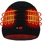 SVPRO Heated Hat, Men Women Electric Heated Beanie Rechargeable Winter Warm Knit Hat, Washable Battery Heating Skull Cap