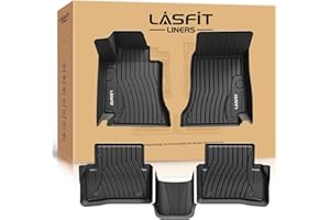 LASFIT Floor Mats for Mercedes Benz C Class Sedan Only 2015-2021(C300 C350e C400 C43 AMG C450 AMG C63 AMG C63 AMG S), All Weather Custom Fit TPE Car Liners, 1st & 2nd Row Set,Black