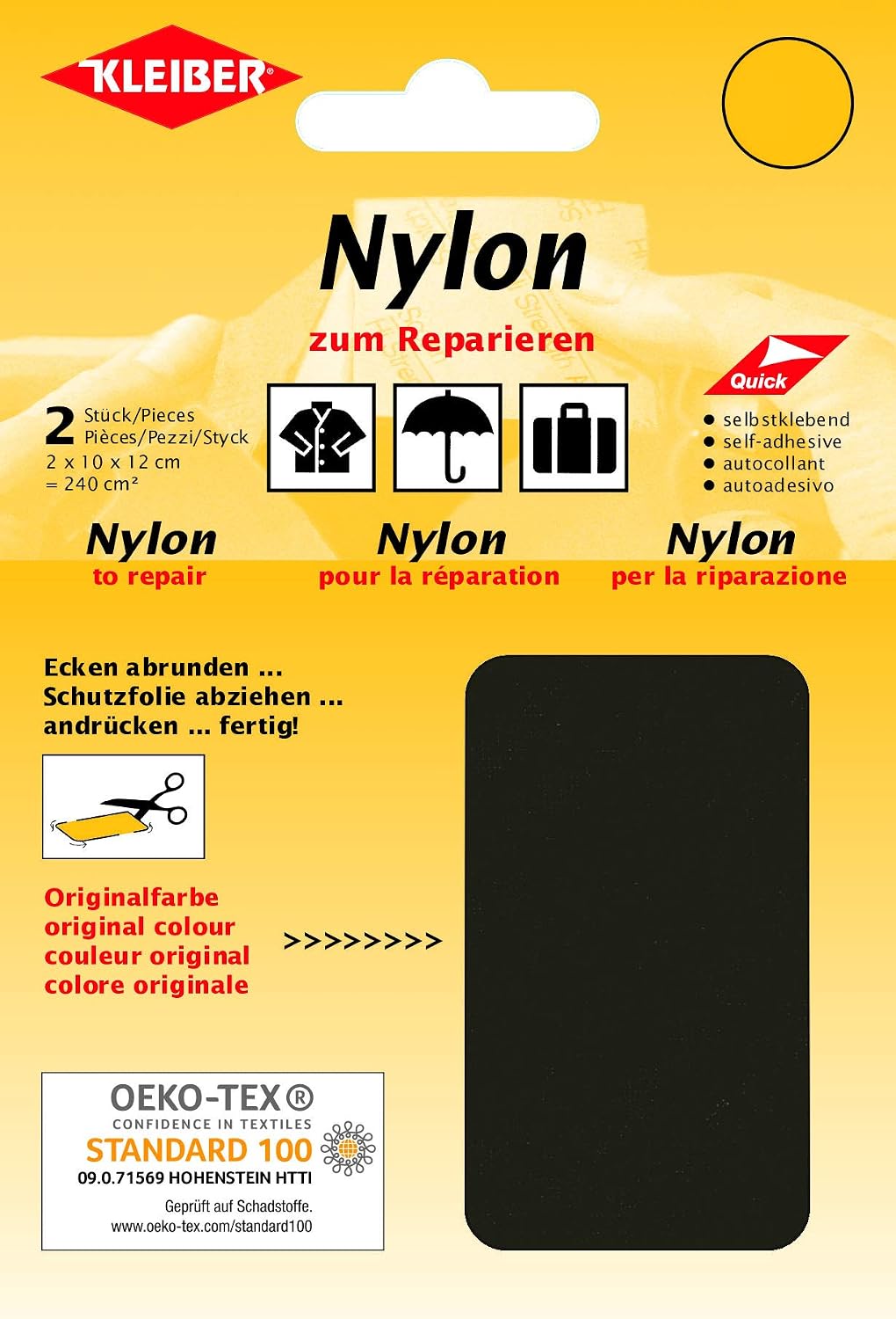 Kleiber Self Adhesive Waterproof Nylon Repair Patches, Brown