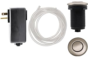 JB Products Disposal Air Switch Kit for Garbage Disposal Hands-Free UL Approved Includes 6' Air Tube 1-3/8" Air Button Safe & Convenient for Kitchen No Wiring Needed (Brushed Stainless Steel)