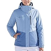 FREE SOLDIER Women's Waterproof Ski Jacket Fleece Lined Warm Winter Snow Coat Windproof Hooded Raincoat