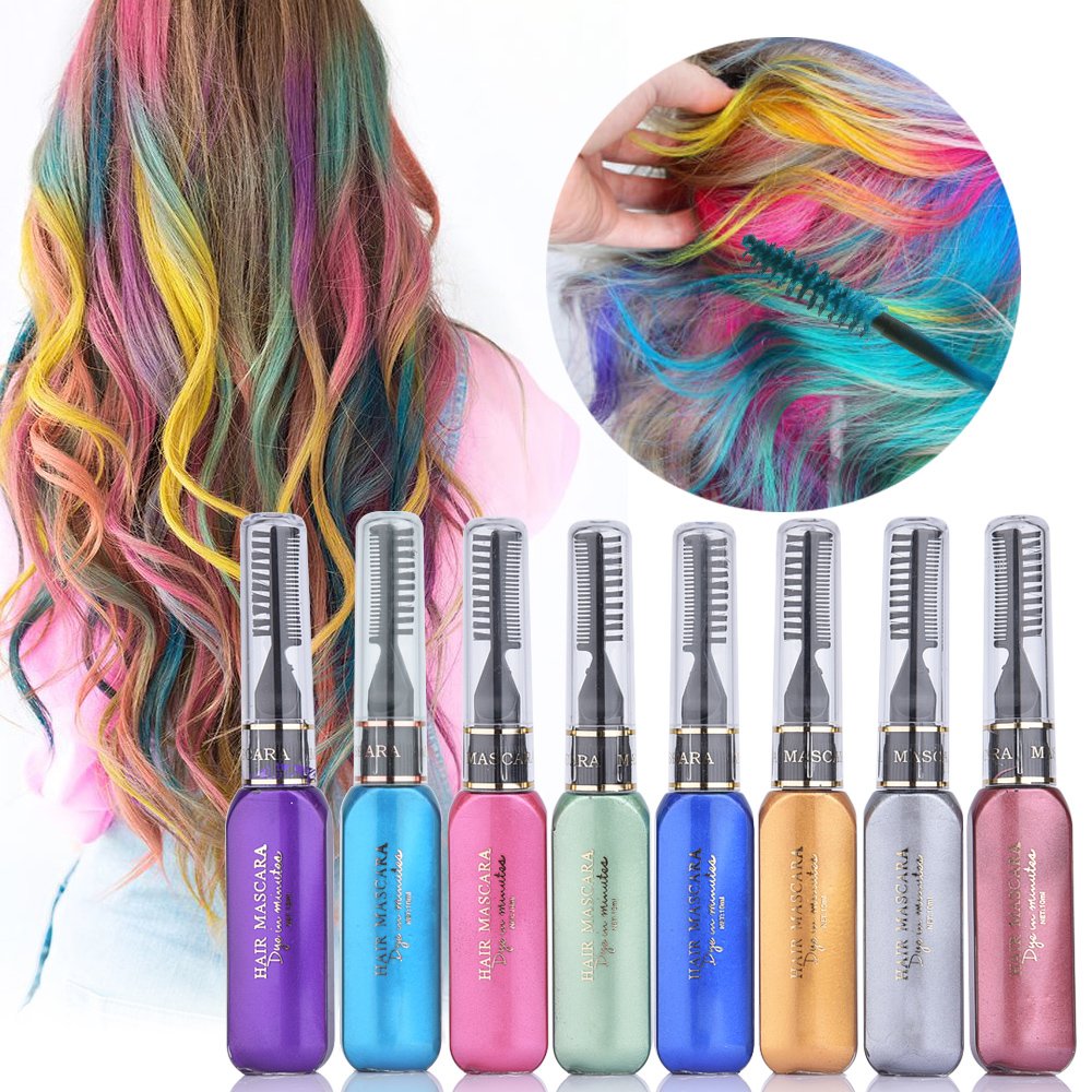 MS.DEAR Temporary Hair Color Chalk 8 Colors Instantly Hair Chalks Set Dye Touchup Mascara Perfect Gift for Girls Kids Women