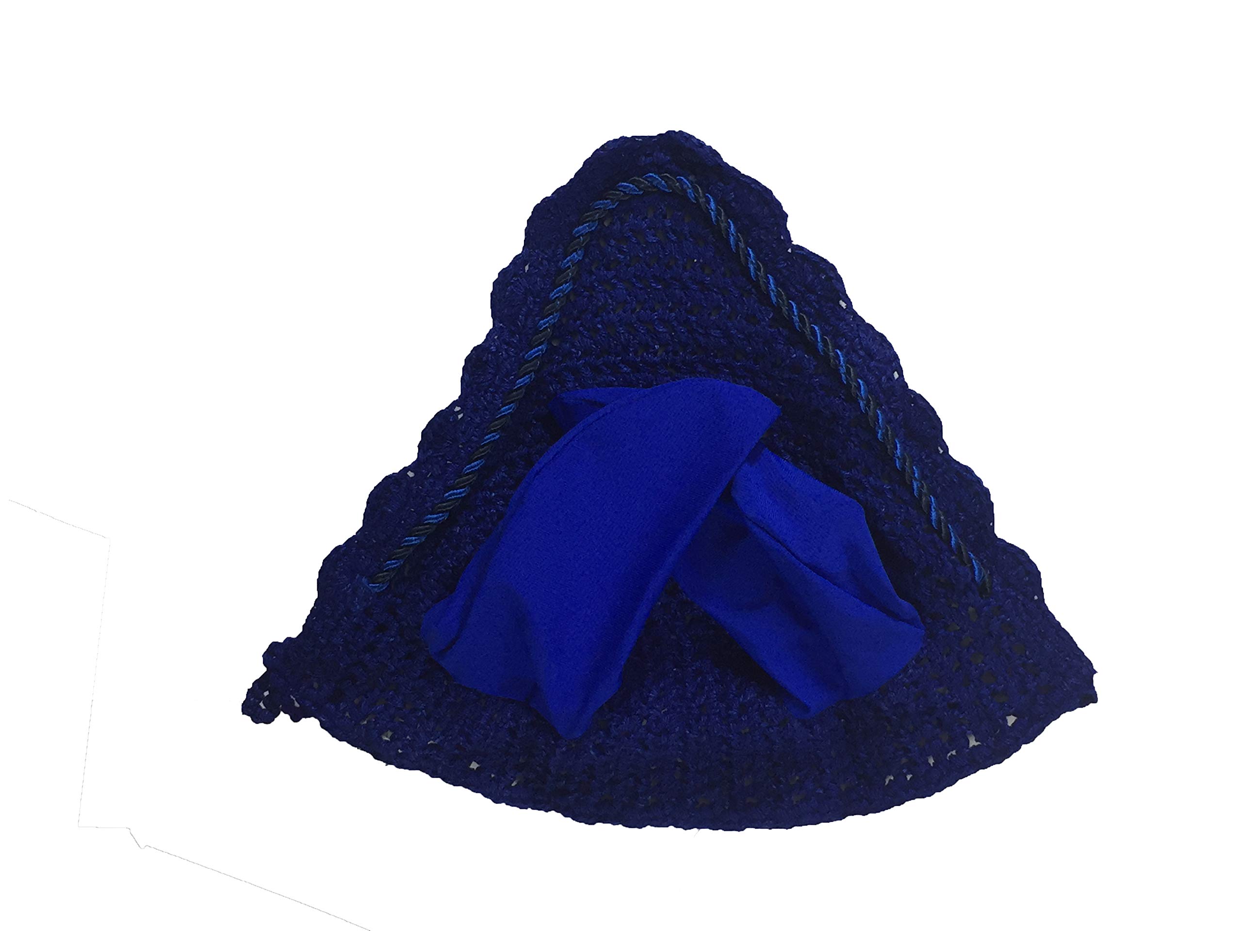 Spire Horse Soft Crochet Breathable Cotton Ear Net Hood Ear Protector Bonnets (Full, Navy Blue)