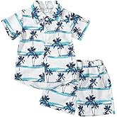 fhutpw Baby Toddler Boy Outfits 2T 3T 4T 5T Clothes Summer Kids Pattern Short Sleeve Button Down Shirt & Shorts Set