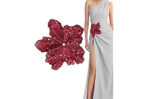 SAIXCCS 1pc Handmade Large Flower Rhinestone Applique for Clothes, Sparkly Sequin Beaded Patches for Wedding Dress, Embroidery Lace Sewing Patches for Bodice Hat Jean Jacket (Burgundy)