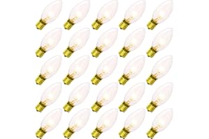 Egcol 25 Pack 7W C9 Clear Replacement Bulbs, Incandescent E17 Intermediate Base Bulbs for Christmas String Lights, C9 Warm White Night Lights Replacement Bulbs