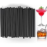 [100 Pcs] Black Biodegradable Cocktail Short Straws - 5.12 Inch Disposable Compostable PLA Plant Based Drinking Straws for Whiskey Bar Club Cocktail Cold Drinks