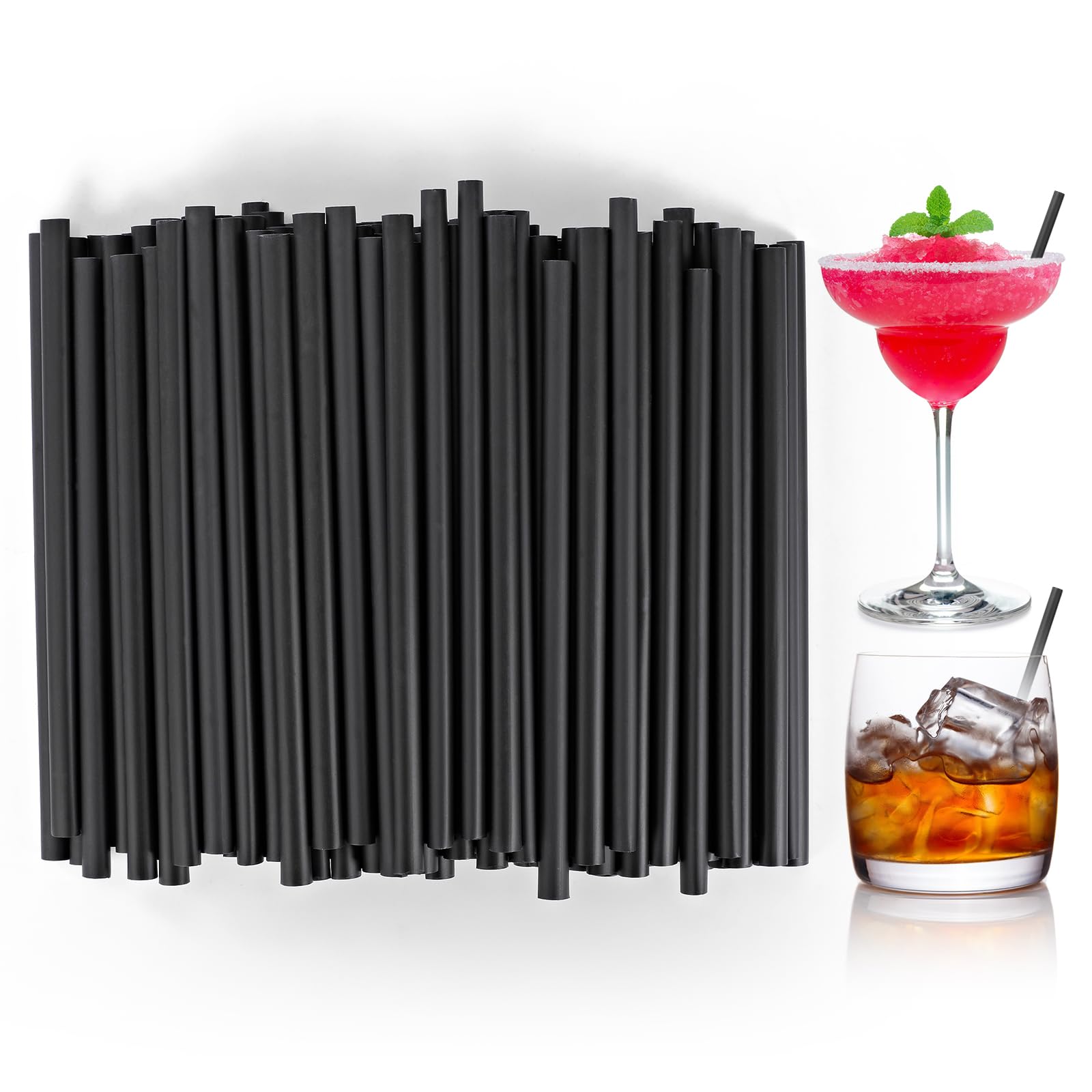 Photo 1 of [100 Pcs] Black Biodegradable Cocktail Short Straws - 5.12 Inch Disposable Compostable PLA Plant Based Drinking Straws for Whiskey Bar Club Cocktail Cold Drinks