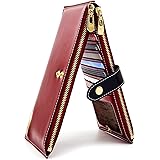 ANDOILT Women's Genuine Leather Wallet RFID Blocking Credit Card Holder Zipper Purse Cell Phone Handbag