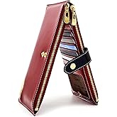 ANDOILT Women's Genuine Leather Wallet RFID Blocking Credit Card Holder Zipper Purse Cell Phone Handbag