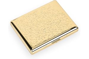 EYIDADAE Stylish Design Retro Metal Cigarette Case -Double Sided Spring Clip Open Cigarette,Pocket Holder Credit Card Holder Protective Security Wallet for Men and Women,Holds 18-20 100mm (Vine Gold)