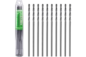 HLOFIZI 1/8 x 8 Inch Extra Long Drill Bits (10 Pack), Aircraft Drill Bit Black Oxide High Speed Steel for Wood, Plastic, PVC,