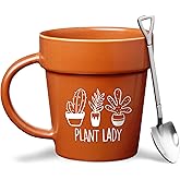 VELENTI Plant Pot Mug - Plant Lover Mug with Metallic Shovel Ornament - Fancy Gifts for Women, Men - Birthday Gift for Women - Cute Gifts for Mother's Day, Christmas