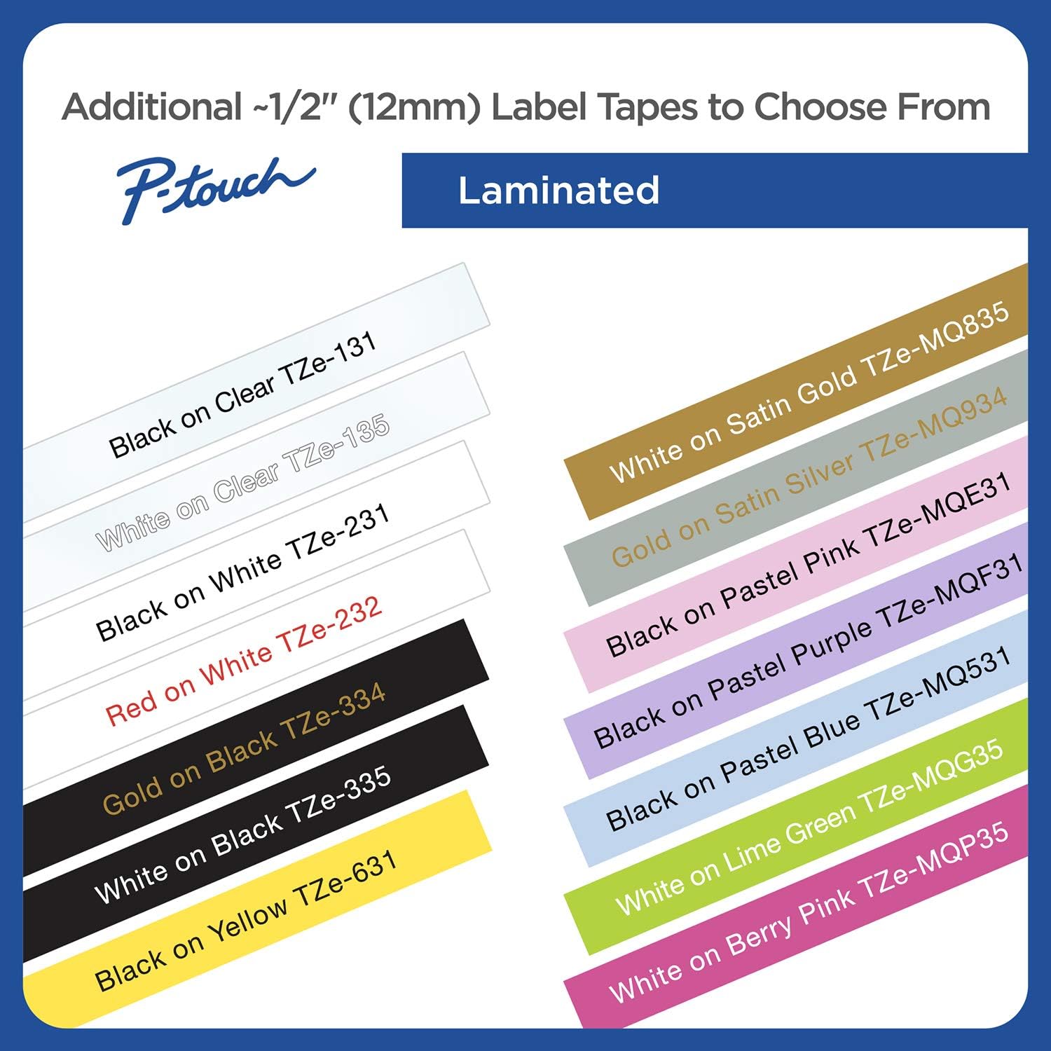 Brother Genuine P-touch TZE-335 Label Tape, 1/2" (0.47") Standard Laminated P-touch Tape, White on black, Laminated for Indoor or Outdoor Use, Water Resistant, 26.2 Feet (8M), Single-Pack: Office Products