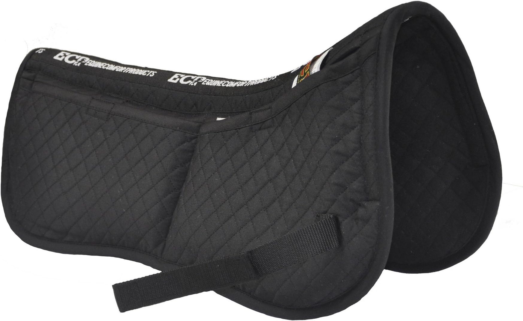 ECP All Purpose Diamond Quilted Cotton English Half Saddle Pad Therapeutic Contoured Correction Support Memory Foam Pockets for Dressage, Jumping, Riding, Training, Eventing, Showing