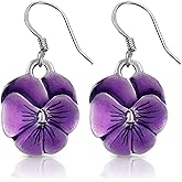 DANFORTH – Purple Pansy Earrings – Handcrafted Pewter Pansy Flower Earrings For Women – ¾” – Surgical Steel Wires – Made In USA