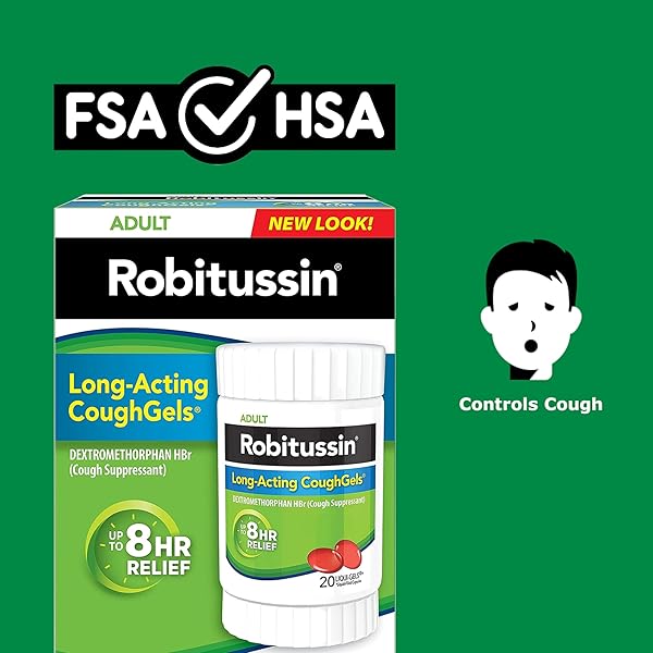 ROBITUSSIN 8 HOUR LIQUI-GELS COUGH, ADULT FORMULA – 20 COUNT LIQUI-GELS