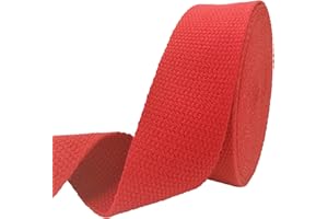 AEVORA 1.5 inch Cotton Webbing Braid Handles Bag Strap 15ft High Density Webbing Plain Weave Straps for Cloth Tote Bag, Pet Collars, DIY Projects, Crafts, Outdoor Accessories (Red 501)