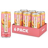 Protein Pop - Ready to Drink Clear Protein Shakes | 22g of Protein - Whey Protein Isolate Non-Carbonated - Zero Sugar (Peach - 12 fl oz, 6 cans)