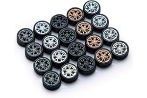 CHENZHIZHAO 1/64 Wheels for Hotwheels, 64 Scale die-cast Model Modification, 64 Scale Miniature Scene Production, ABS Injection Rubber Tires, 5 Sets Packaging，Style D