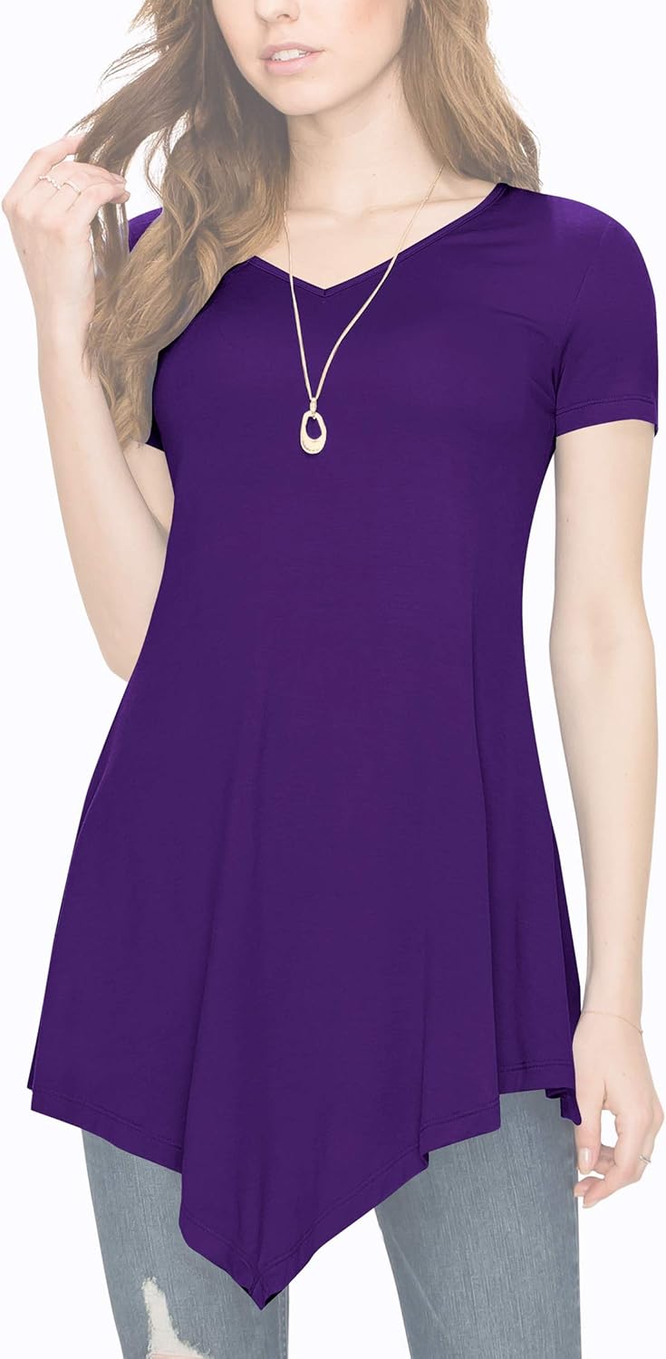 Made By Johnny Women's Casual Short Sleeve Comfy Tunic Swing Dress Loose Blouse Top for Leggings Plus Size XS-5XL at  Women’s Clothing store