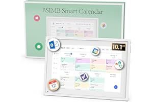 BSIMB 10.1 Inch Digital Calendar - Chore Chart, Meal Planner, Rewards System, Photo Display, Smart Electronic Calendar Touchscreen Interactive Display for Family Schedules Seamless Scheduling White