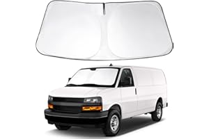 LHFLIVE Windshield Sun Shade Compatible with 1996-2024 Chevrolet Express Cargo Van 1500, 3500, 4500, LS, LT Winter Accessories Foldable Sun Visor Protector Keeps Cool