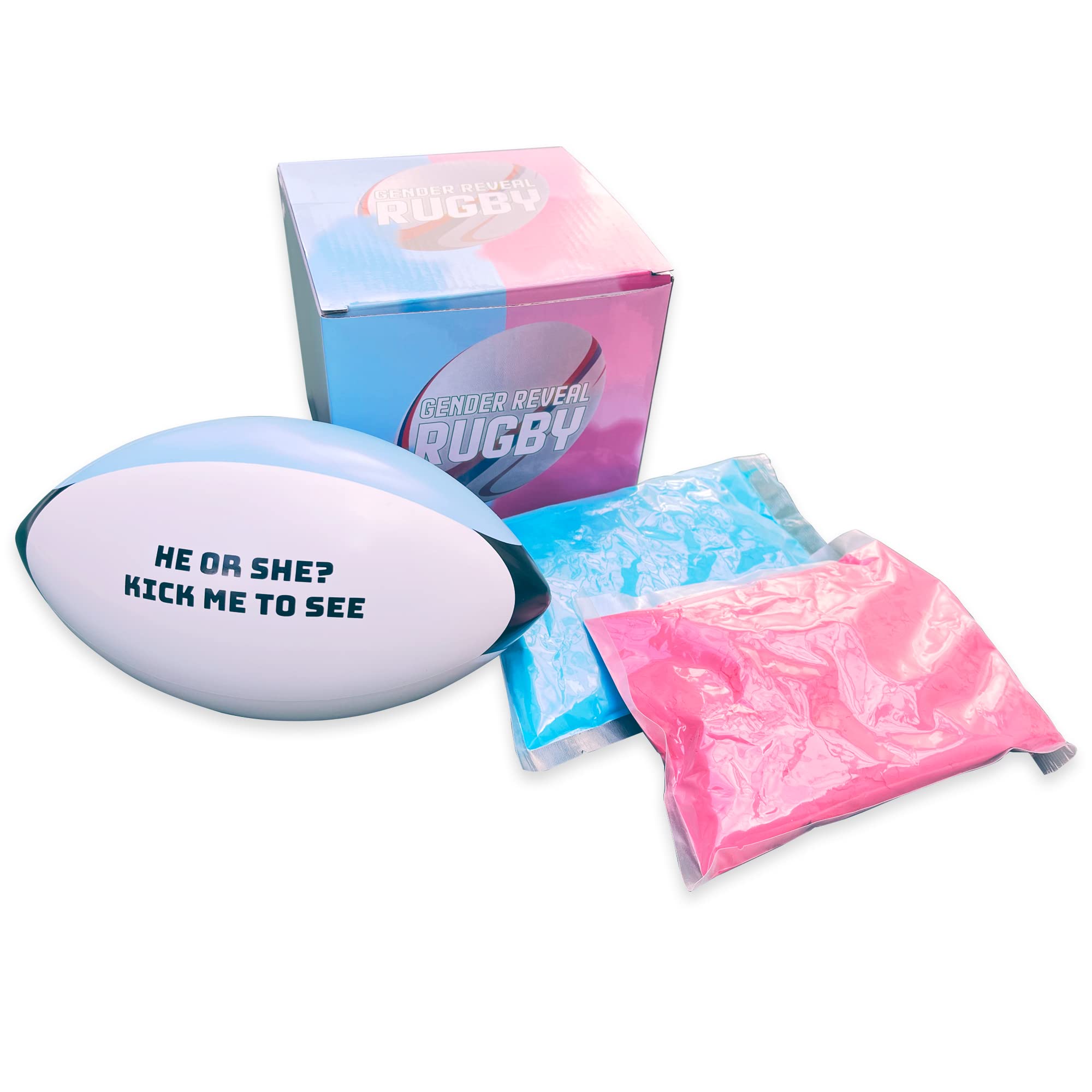 Sass Party & Gifts Gender Reveal Exploding Rugby Ball - Includes Blue and Pink Powder - Perfect Reveal For Rugby Fan